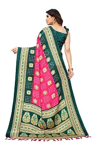 BANSARI FASHION Women's Silk Blend Saree with Unstitched Blouse Piece (Pink)-thumb4