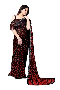 BANSARI FASHION Women's Georgette Saree with Unstitched Blouse Piece (Black & Red).-thumb2