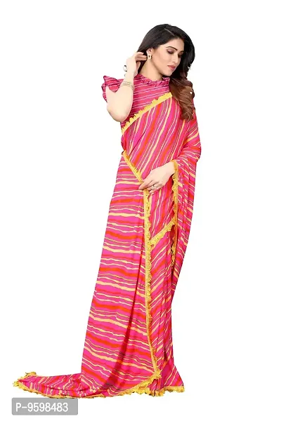 BANSARI FASHION Women's Georgette Saree with Un-stitched Blouse Piece [Pink]-thumb4