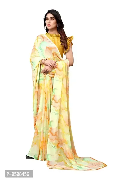 BANSARI FASHION Women's Georgette Saree with Unstitched Blouse Piece [Yellow]-thumb4