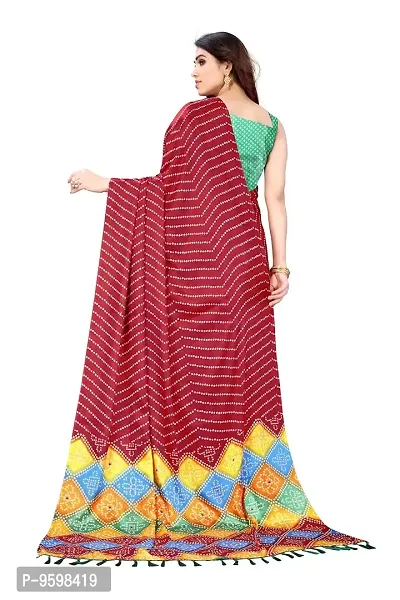 BANSARI FASHION Women's Chiffon Saree with Unstitched Blouse Piece (Maroon)-thumb4