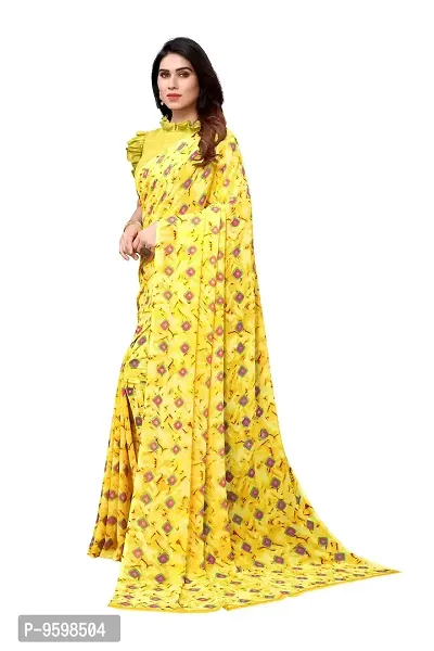 BANSARI FASHION Women's Georgette Saree with Un-stitched Blouse Piece [Yellow]-thumb2