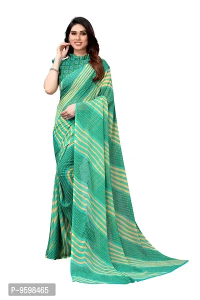 BANSARI FASHION Women's Georgette Saree with Unstitched Blouse-Piece [Green]