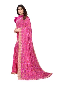 BANSARI FASHION Women's Georgette Saree with Unstitched Blouse Piece (Pink).-thumb2