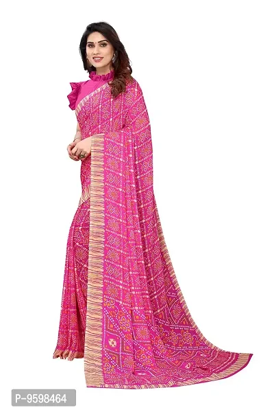 BANSARI FASHION Women's Georgette Saree with Unstitched Blouse Piece (Pink).-thumb3