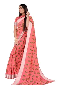 BANSARI FASHION Women's Cotton Blend Saree with Unstitched Blouse Piece (Gajri)-thumb2