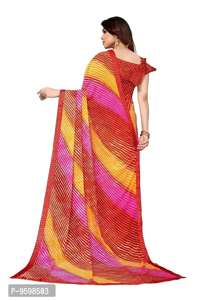 BANSARI FASHION Women's Georgette Saree with Unstitched Blouse Piece [Red.]-thumb4