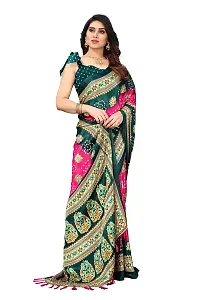 BANSARI FASHION Women's Silk Blend Saree with Unstitched Blouse Piece (Pink)-thumb2