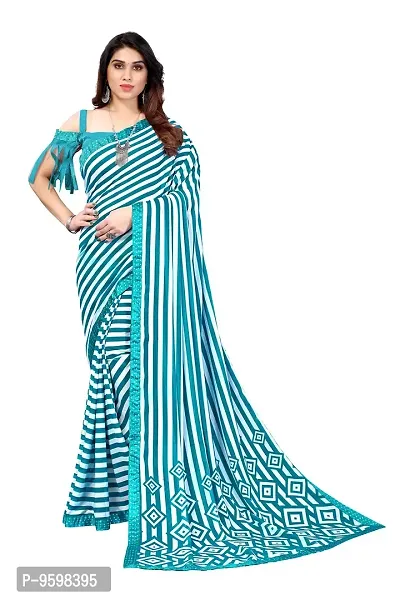 BANSARI FASHION Women's Georgette Saree with Unstitched Blouse Piece (Firozi)-thumb0