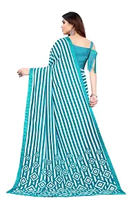 BANSARI FASHION Women's Georgette Saree with Unstitched Blouse Piece (Firozi)-thumb3