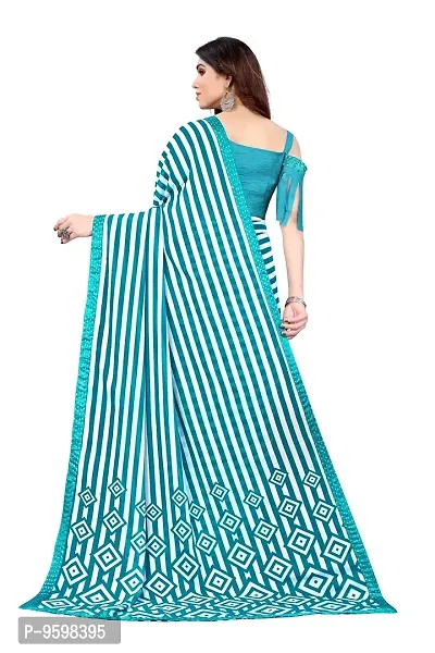 BANSARI FASHION Women's Georgette Saree with Unstitched Blouse Piece (Firozi)-thumb4