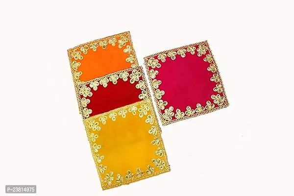 Pack Of 4 Pooja Chowki Assan Mat For Mandir, Temple And Bhagwan