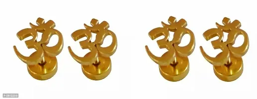 Latest Stainless Steel Earrings  Studs Pair Of 2 Golden-thumb0