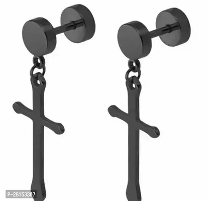 SP CREATIONS Latest Stainless Steel Earrings  Studs Black-thumb0