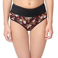 Barasti Womens High Coverage Super Combed Cotton Floral Elastane Stretch Hipster with Exposed Waistband and StayFresh Treatment (Pack Of 1) (Flora_Brown)-thumb4
