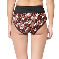 Barasti Womens High Coverage Super Combed Cotton Floral Elastane Stretch Hipster with Exposed Waistband and StayFresh Treatment (Pack Of 1) (Flora_Brown)-thumb1