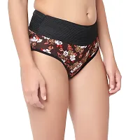 Barasti Womens High Coverage Super Combed Cotton Floral Elastane Stretch Hipster with Exposed Waistband and StayFresh Treatment (Pack Of 1) (Flora_Brown)-thumb2