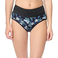 Barasti Womens High Coverage Super Combed Cotton Floral Elastane Stretch Hipster with Exposed Waistband and StayFresh Treatment (Pack Of 1) (Flora_Navy Blue)-thumb2