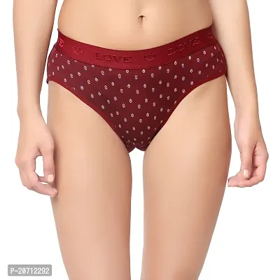 Barasti Women's Comfortable Printed Cotton Hipster Panties (Pack of 1) (POLO_Maroon)-thumb2