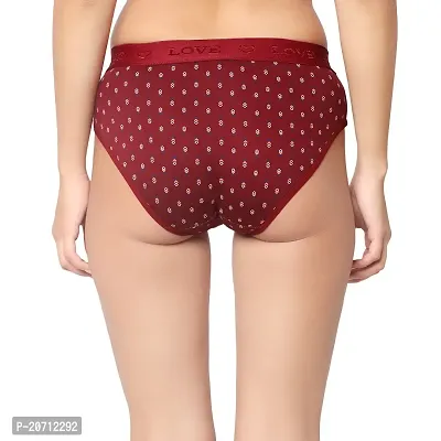 Barasti Women's Comfortable Printed Cotton Hipster Panties (Pack of 1) (POLO_Maroon)-thumb3