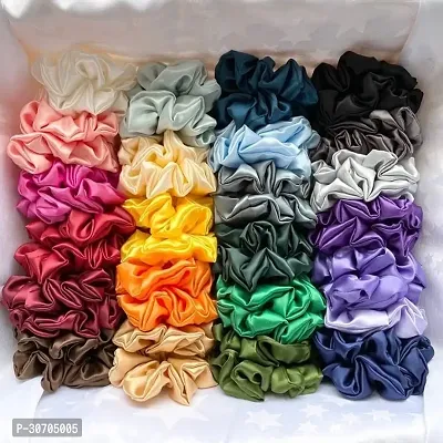 Satin Hair Scrunchies for Women  Pack of 12  Assorted Color-thumb0