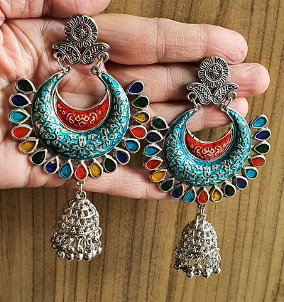 Glamorous Meenakari Chandbali Earrings