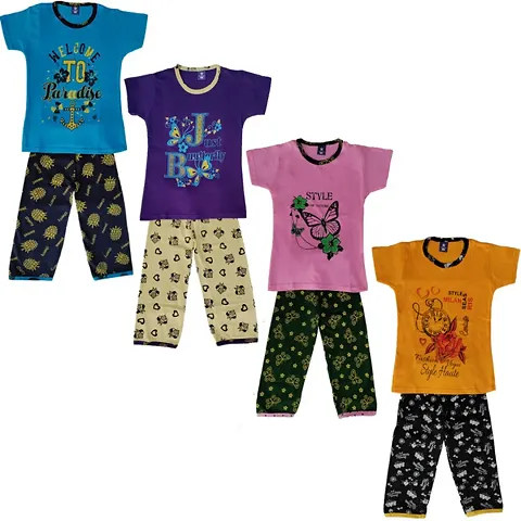 Comfortable Top With Bottom Set For Girls-Pack Of 4