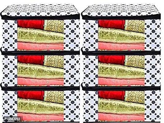 WNK  Stylish Polka Dots Non-Woven Saree Cover For Womens Pack Of 6-thumb0