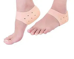 Silicon Gel Heel Socks Pad Heel Pain Relief Heel Support (Free Size, Orange) Heel Support  (Multicolor)-thumb1