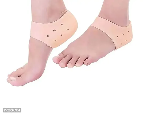 Silicon Gel Heel Socks Pad Heel Pain Relief Heel Support (Free Size, Orange) Heel Support  (Multicolor)-thumb2