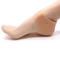 Silicon Gel Heel Socks Pad Heel Pain Relief Heel Support (Free Size, Orange) Heel Support  (Multicolor)-thumb2