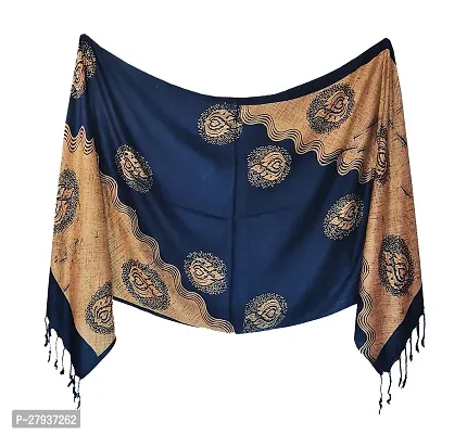 Elite Navy Blue Satin Printed Stole Scarf For Women and Girls-thumb3