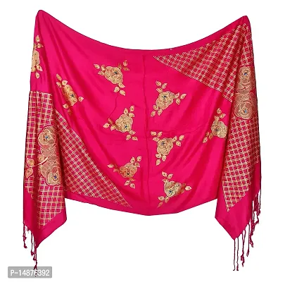 VASTRAM Fancy Stole Pink Color Made of Soft Satin Fabric, Size - 175 X 75 cm, (Design depends on stock availability)-thumb5