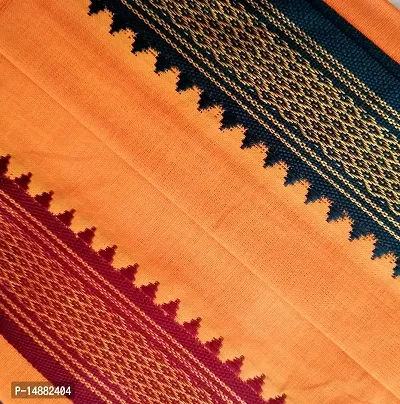 Soft Cotton Gamcha Ocher (Bhagwa) Color Wide Border Useful for puja, Festivals, for Covering Head and face, or for Any Other Purpose, Pack of 2 Paces. (Size 180 cm Length 80 cm Width)-thumb2