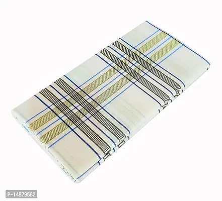 VASTRAM PolyCotton White Check Lungi for Men Free Size Unstitched Lungi Combo (Pack of 2) Length- 2 Mts. Each (Depends on Design Availability)-thumb3