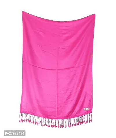 Elite Pink Satin Solid Stole Scarf For Women and Girls-thumb0