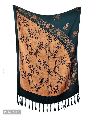 VASTRAM Soft Satin Fabric Black Discharge Stoles, Fit for Trendy and Stylish Look. Size Length 175 cm Width 70 cm