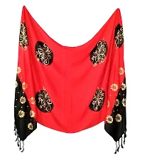 Soft Satin Fabric Red  Black Stoles, Fit for Trendy and Stylish Look. Size Length 175 cm Width 70 cm-thumb1