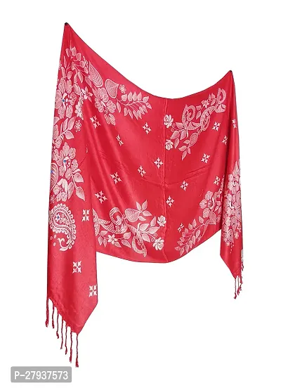 Elite Red Satin Printed Stole Scarf For Women and Girls-thumb2