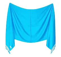 Elite Blue Satin Solid Stole Scarf For Women and Girls-thumb2