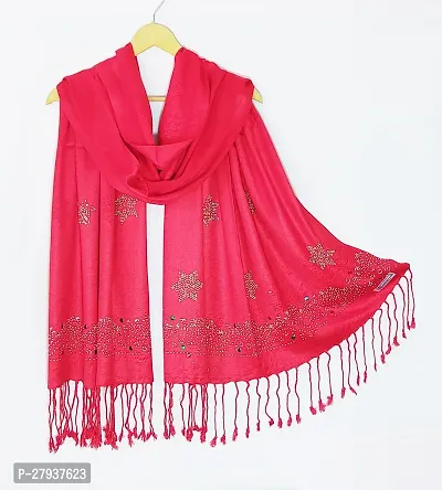 Elite Red Satin Printed Stole Scarf For Women and Girls