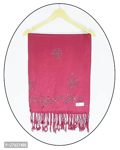 Elite Maroon Satin Printed Stole Scarf For Women and Girls