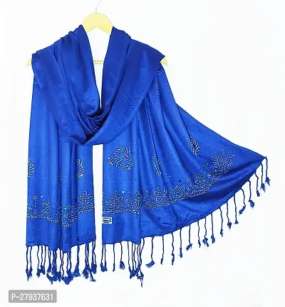 Elite Blue Satin Printed Stole Scarf For Women and Girls