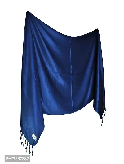 Elite Navy Blue Satin Solid Stole Scarf For Women and Girls