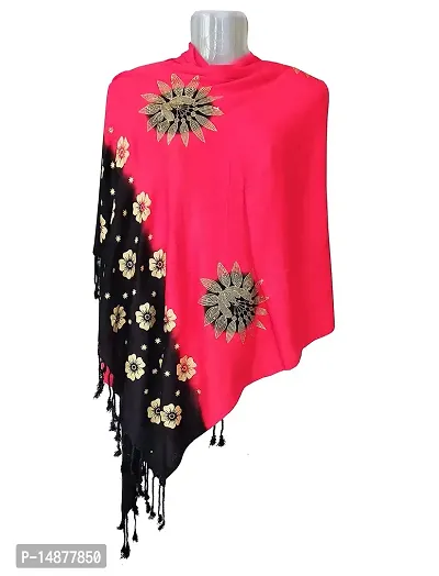 Soft Satin Fabric Red  Black Stoles, Fit for Trendy and Stylish Look. Size Length 175 cm Width 70 cm-thumb3