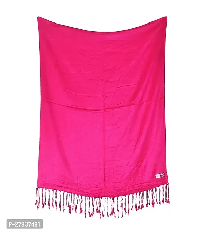 Elite Pink Satin Solid Stole Scarf For Women and Girls-thumb0