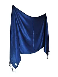 Elite Navy Blue Satin Solid Stole Scarf For Women and Girls-thumb1