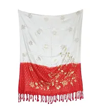 Elite White Satin Printed Stole Scarf For Women and Girls-thumb1