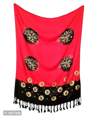 Soft Satin Fabric Red  Black Stoles, Fit for Trendy and Stylish Look. Size Length 175 cm Width 70 cm