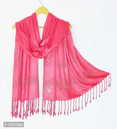 Elite Red Satin Printed Stole Scarf For Women and Girls